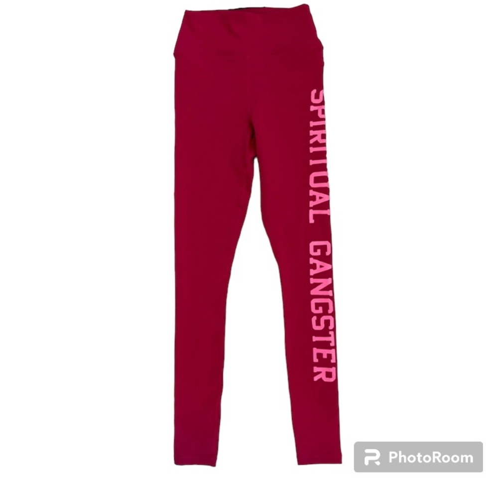 Spiritual Gangster Cranberry/Raspberry Color Leggings With Leg Logo